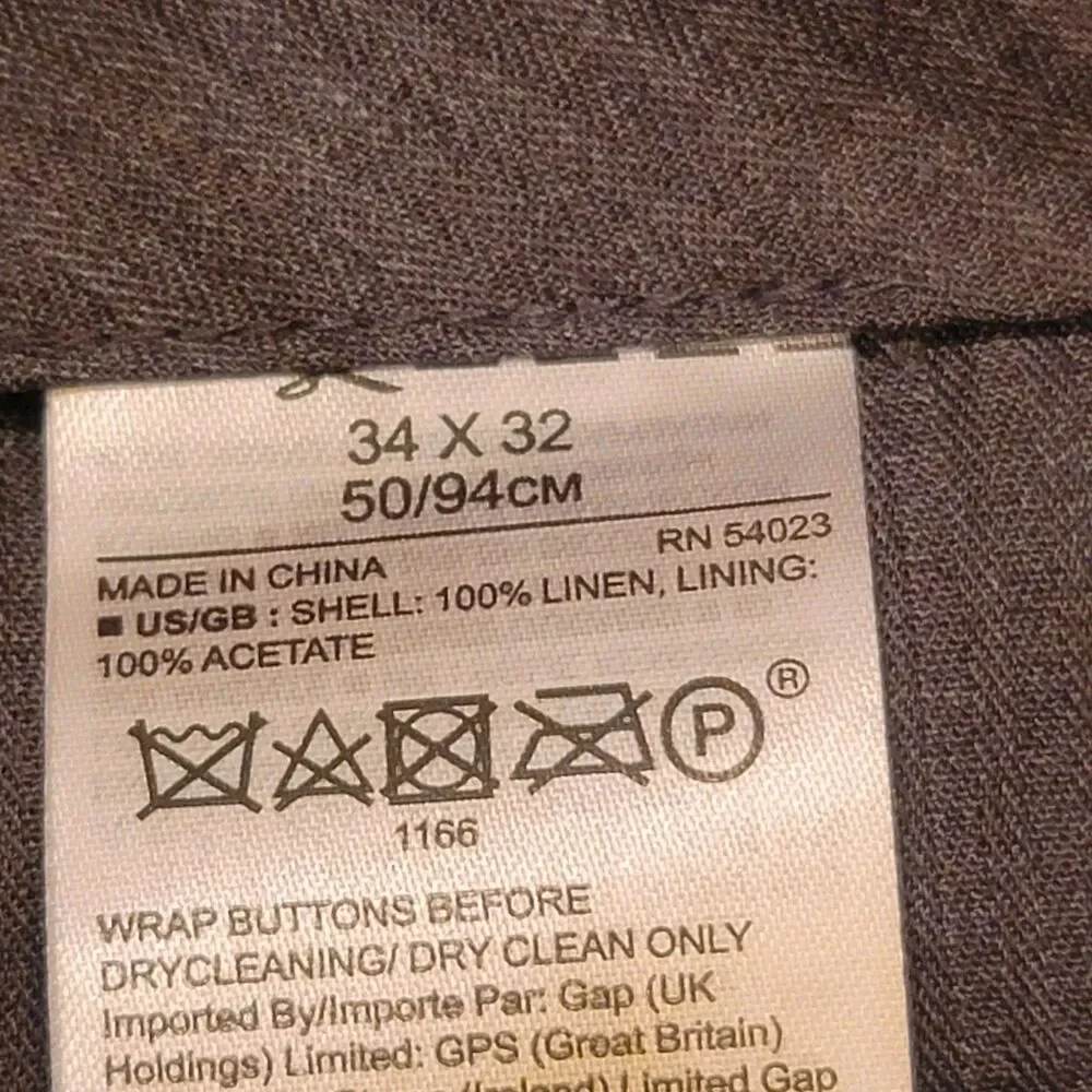 Banana Republic Slim Fit 100% Linen Dress Pants 34x32 Gray NWT
